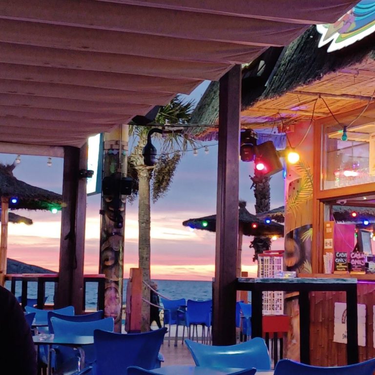 Beachfront bar beside the Mediterranean