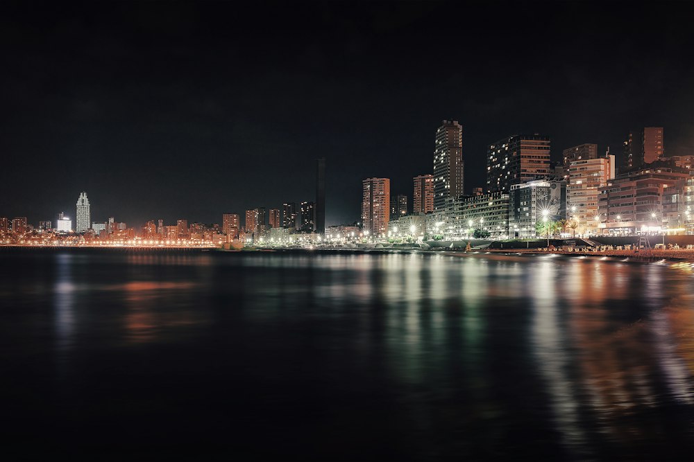 Benidorm cityscape illuminated at night