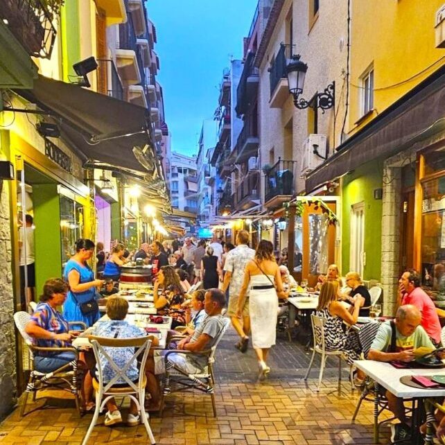 Old Town tapas street in the evening
