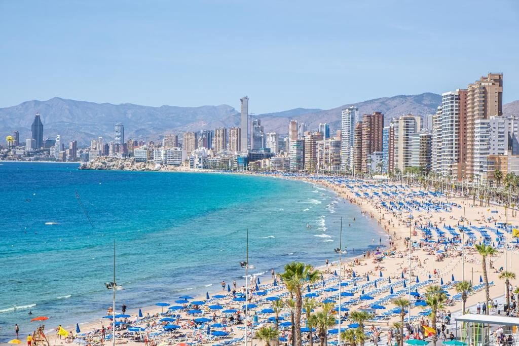 Sunny Benidorm coastline and sandy beach
